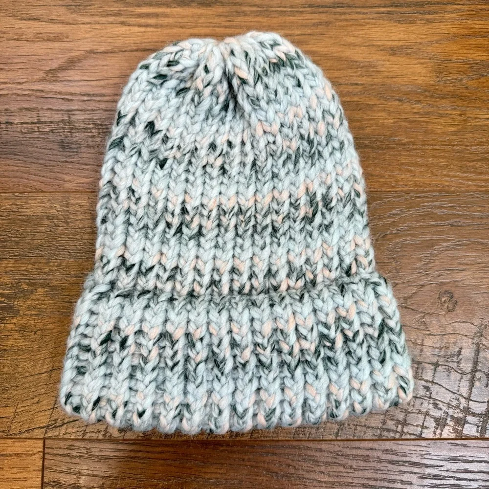 New Handmade Knit Blue/Gray Winter Beanie Hat